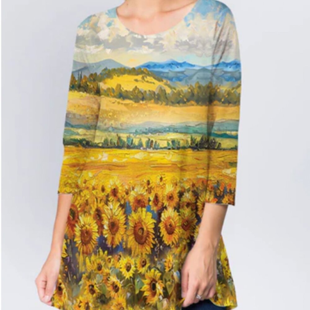*NWT* Sunflower Fields Fit and Flare Tunic Top
